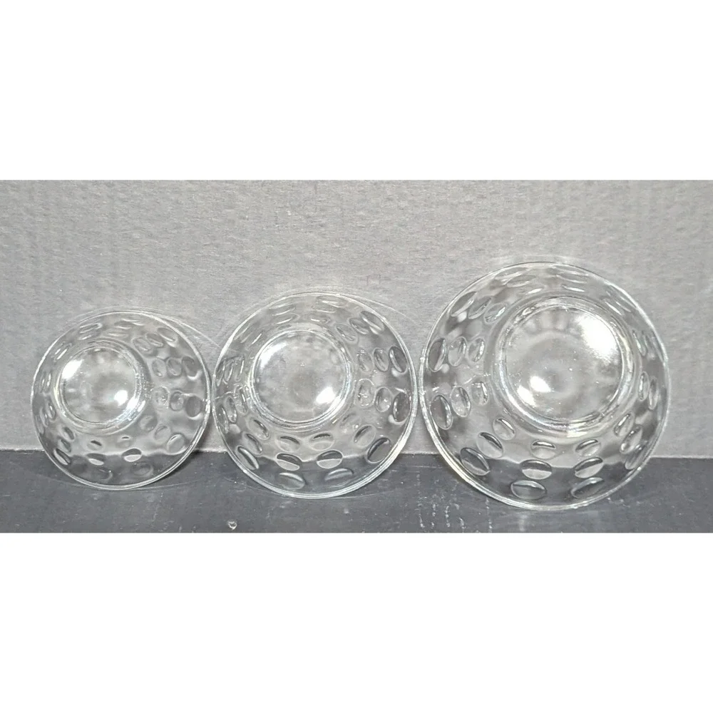 Vintage Hazel Atlas Raised Dot Nested Mixing Bowls Clear Set of‎ Five
